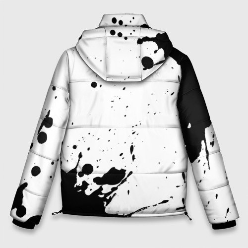 Мужская зимняя куртка 3D с принтом Coldplay и рок символ на светлом фоне, вид сзади #1