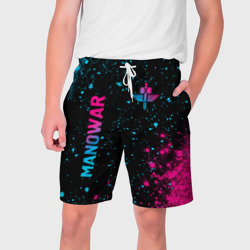 Мужские шорты 3D Manowar - neon gradient: надпись, символ