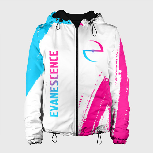 Женская куртка 3D Evanescence neon gradient style: надпись, символ, цвет черный