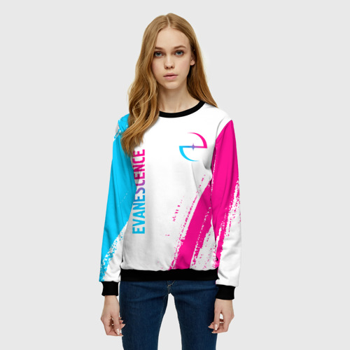 Женский свитшот 3D Evanescence neon gradient style: надпись, символ, цвет 3D печать - фото 3