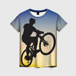 Женская футболка 3D Прыжок велосипедиста