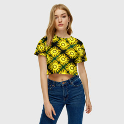 Женская футболка Crop-top 3D Солнечные подсолнухи - фото 2
