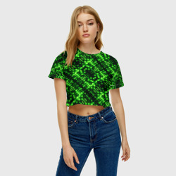 Женская футболка Crop-top 3D Зеленые точечные ромбы - фото 2