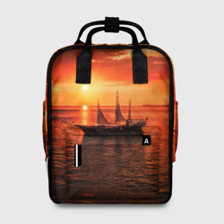Женский рюкзак 3D Яхта в вечернем море