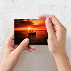 Поздравительная открытка Яхта в вечернем море - фото 2