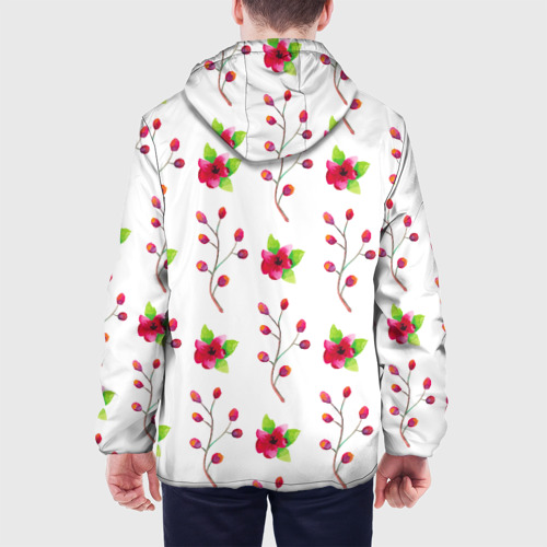 Мужская куртка 3D с принтом Red flowers, вид сзади #2