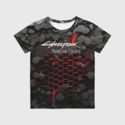 Детская футболка 3D Cyberpunk 2077 phantom liberty silver logo