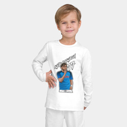 Пижама с принтом Хвича Кварацхелия Наполи 77 для ребенка, вид на модели спереди №2. Цвет основы: белый