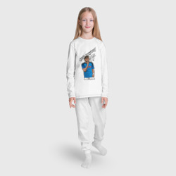 Пижама с принтом Хвича Кварацхелия Наполи 77 для ребенка, вид на модели спереди №3. Цвет основы: белый