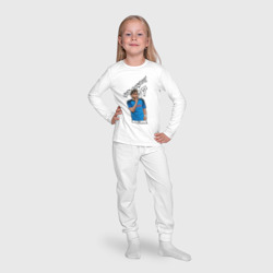 Пижама с принтом Хвича Кварацхелия Наполи 77 для ребенка, вид на модели спереди №4. Цвет основы: белый