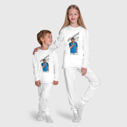 Пижама с принтом Хвича Кварацхелия Наполи 77 для ребенка, вид на модели спереди №5. Цвет основы: белый