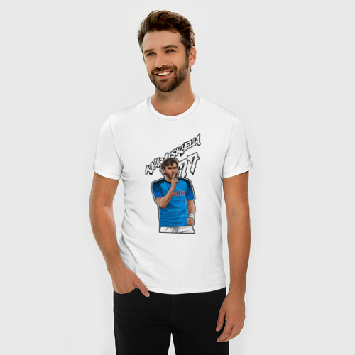 Мужская футболка хлопок Slim Хвича Кварацхелия Наполи 77, цвет белый - фото 3