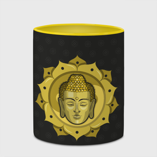 Кружка с полной запечаткой Голова Будды, цвет белый + желтый - фото 4