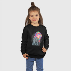 Детский свитшот хлопок Девушка рокерша с разноцветными волосами - фото 2