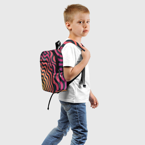 Детский рюкзак 3D с принтом Абстрактный градиентовый узор, вид сзади #1