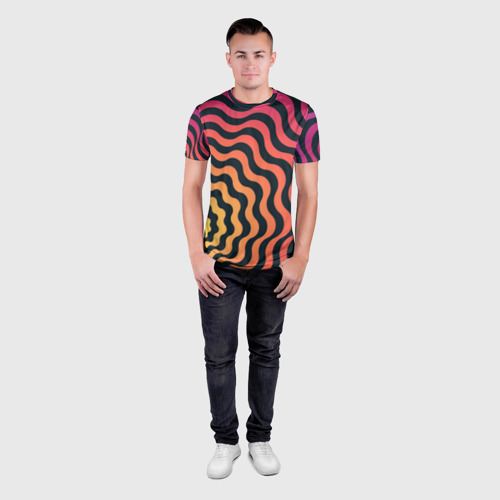 Мужская футболка 3D Slim с принтом Абстрактный градиентовый узор, вид сбоку #3