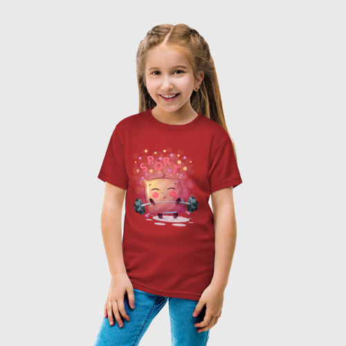 Детская футболка хлопок с принтом Люблю спорт, вид сбоку #3
