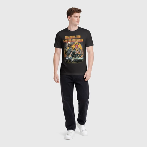 Мужская футболка 3D с принтом Победишь себя - будешь непобедим, вид сбоку #3