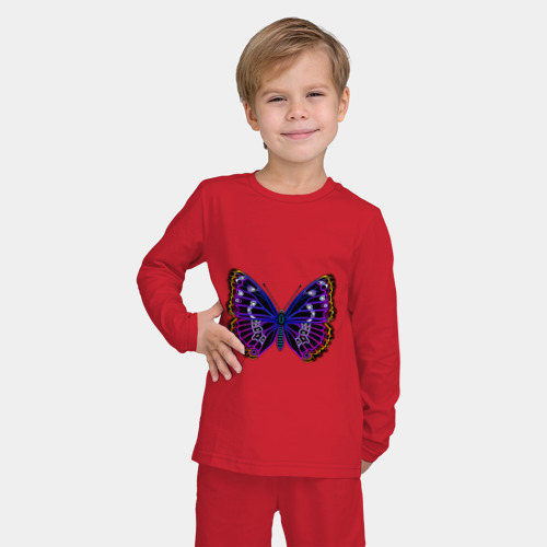 Детская пижама с лонгсливом хлопок с принтом Тропическое многоцветие, фото на моделе #1
