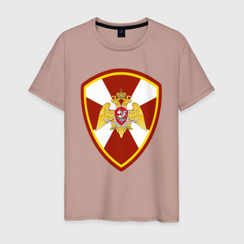 Мужская футболка хлопок ВВ МВД РФ - эмблема, цвет пыльно-розовый