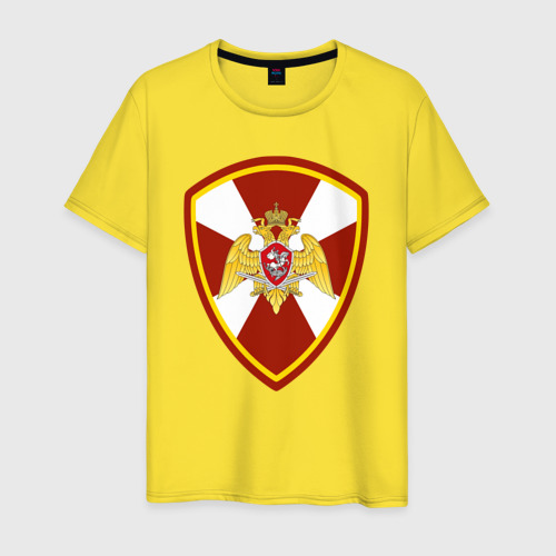 Мужская футболка хлопок ВВ МВД РФ - эмблема, цвет желтый