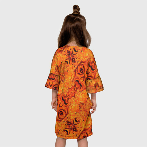 Детское платье 3D с принтом Огненный идол, вид сзади #2