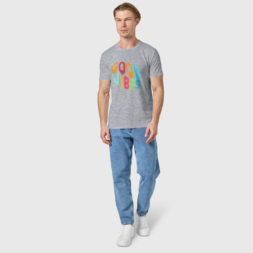 Мужская футболка хлопок Волны позитива, цвет меланж - фото 5