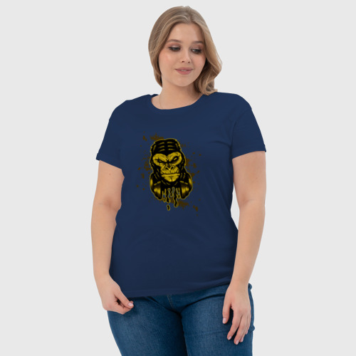 Женская футболка хлопок с принтом Крутая горилла с наушниками, фото #4