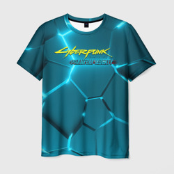 Мужская футболка 3D Cyberpunk 2077 phantom liberty blue logo