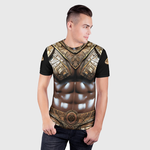 Мужская футболка 3D Slim Африканский воин, цвет 3D печать - фото 3