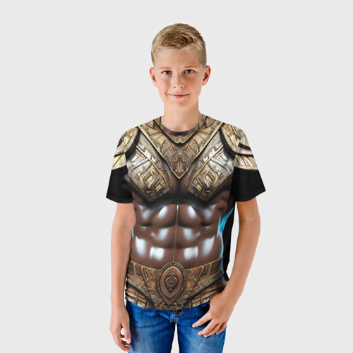 Детская футболка 3D Африканский воин, цвет 3D печать - фото 3