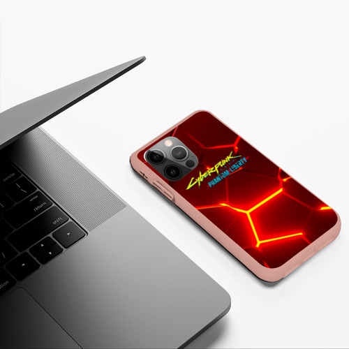 Чехол для iPhone 12 Pro Max с принтом Киберпанк призрачная свобода красный неон, фото #5