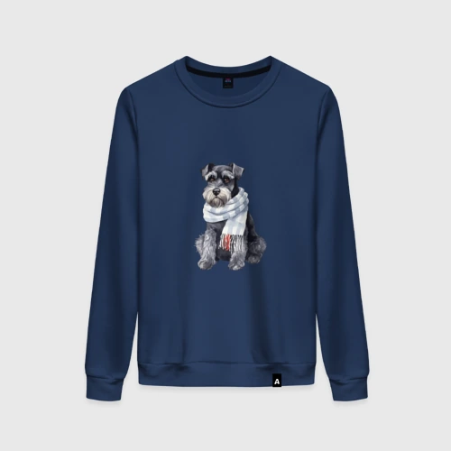Женский свитшот хлопок с принтом Лучший друг - шнауцер перец с солью, вид спереди #2