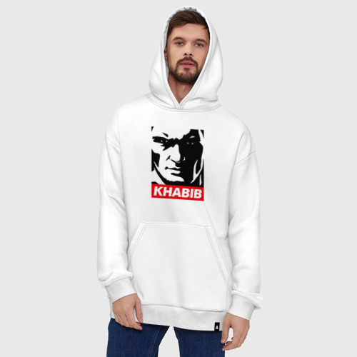 Худи SuperOversize хлопок Obey Khabib, цвет белый - фото 5