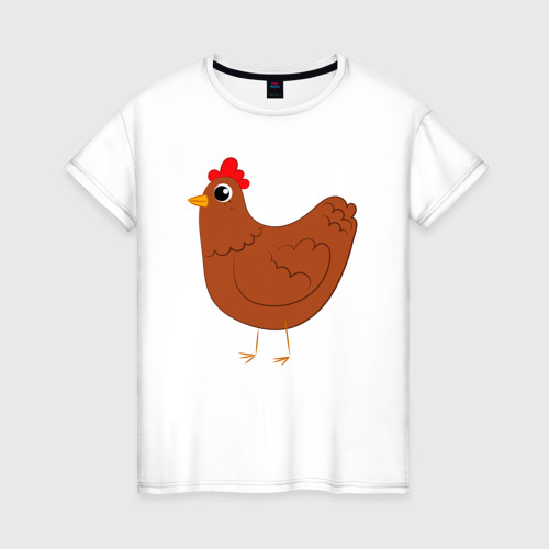 Женская футболка из хлопка с принтом Милая курочка, вид спереди №1