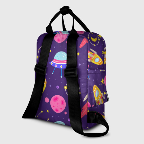 Женский рюкзак 3D с принтом Космическая тема паттерн, вид сзади #1