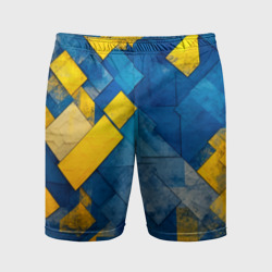 Мужские шорты спортивные Синяя и жёлтая геометрия