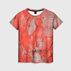 Женская футболка 3D Красные и серые трещины