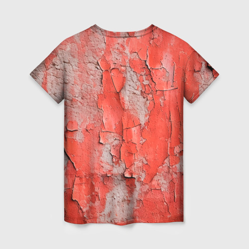 Женская футболка 3D с принтом Красные и серые трещины, вид сзади #1
