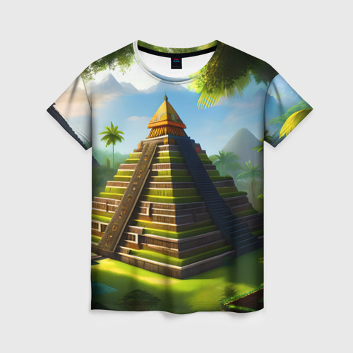 Женская футболка 3D Пирамида индейцев майя, цвет 3D печать