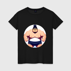 Женская футболка хлопок Борец сумо