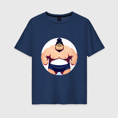 Женская футболка хлопок Oversize с принтом Борец сумо, вид спереди #2