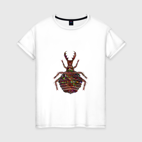 Женская футболка из хлопка с принтом Личинка муравьиного льва, вид спереди №1