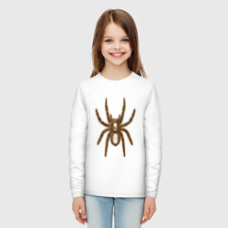 Лонгслив с принтом Лохматый паук для ребенка, вид на модели спереди №3. Цвет основы: белый
