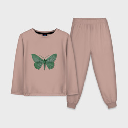 Детская пижама с лонгсливом хлопок Зеленая бабочка