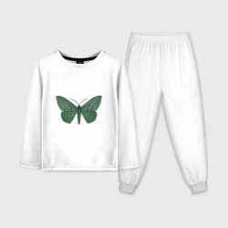 Детская пижама с лонгсливом хлопок Зеленая бабочка