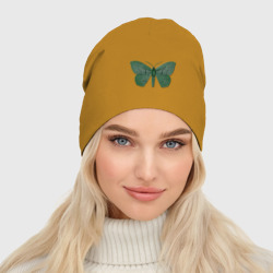 Женская шапка демисезонная Зеленая бабочка - фото 2