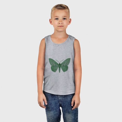 Детская майка хлопок Зеленая бабочка, цвет меланж - фото 5