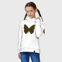 Худи с принтом Золотая бабочка для ребенка, вид на модели спереди №2. Цвет основы: белый