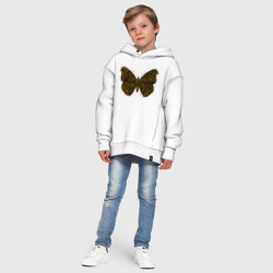 Худи с принтом Золотая бабочка для ребенка, вид на модели спереди №8. Цвет основы: белый